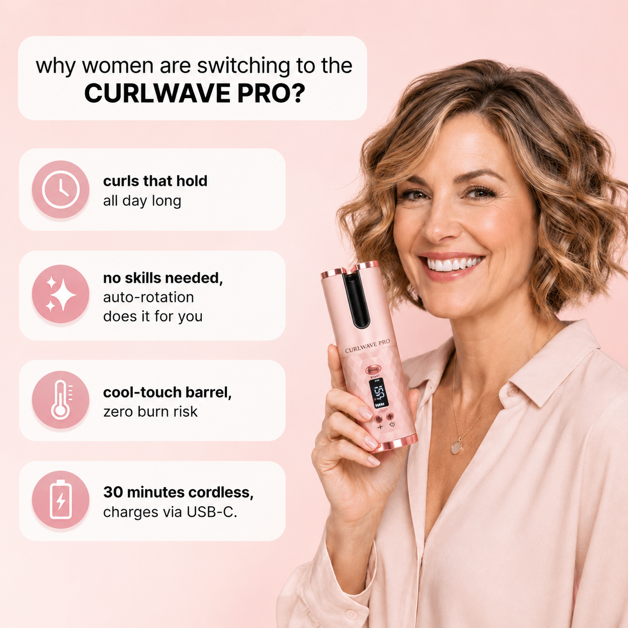 CurlWave Pro — Cordless Auto Hair Curler