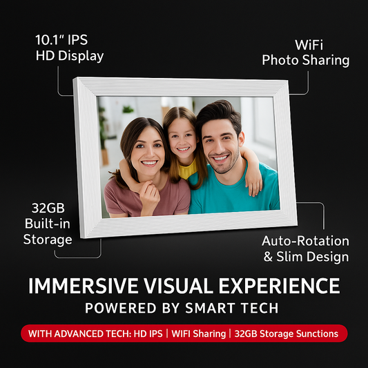 Frameora HD WiFi Photo Frame – 10.1" IPS Touchscreen,