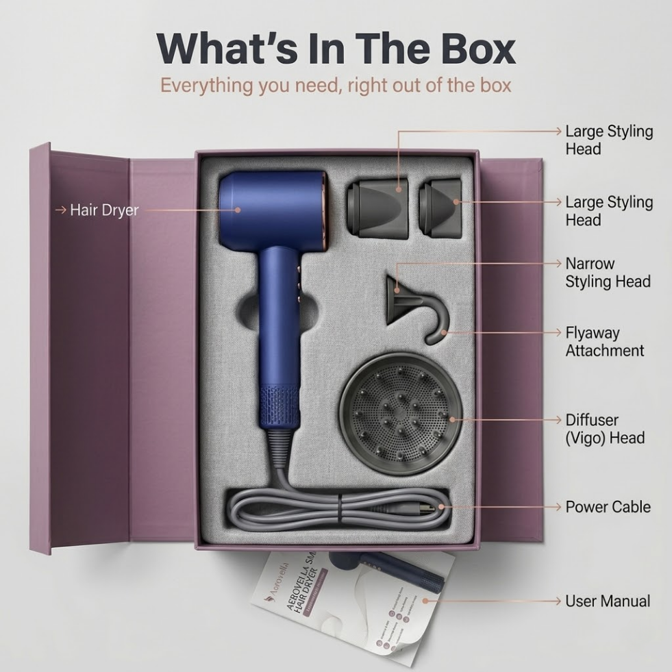 Aerovella Smart Ionic Hair Dryer - Frizz Free Hair