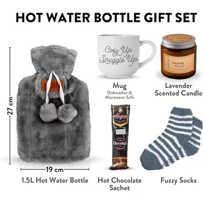 GlowHaven Women’s Cozy Gift Set – Mug, Candle, Socks & Hot Water Bottle