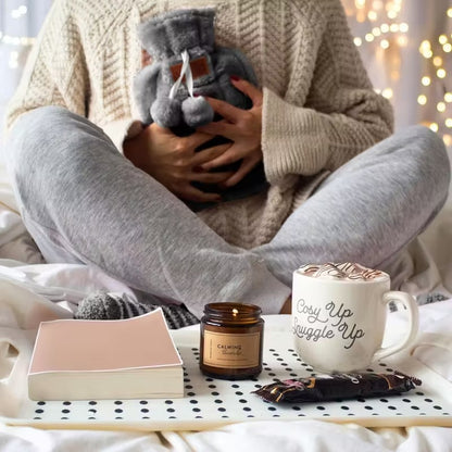 GlowHaven Women’s Cozy Gift Set – Mug, Candle, Socks & Hot Water Bottle